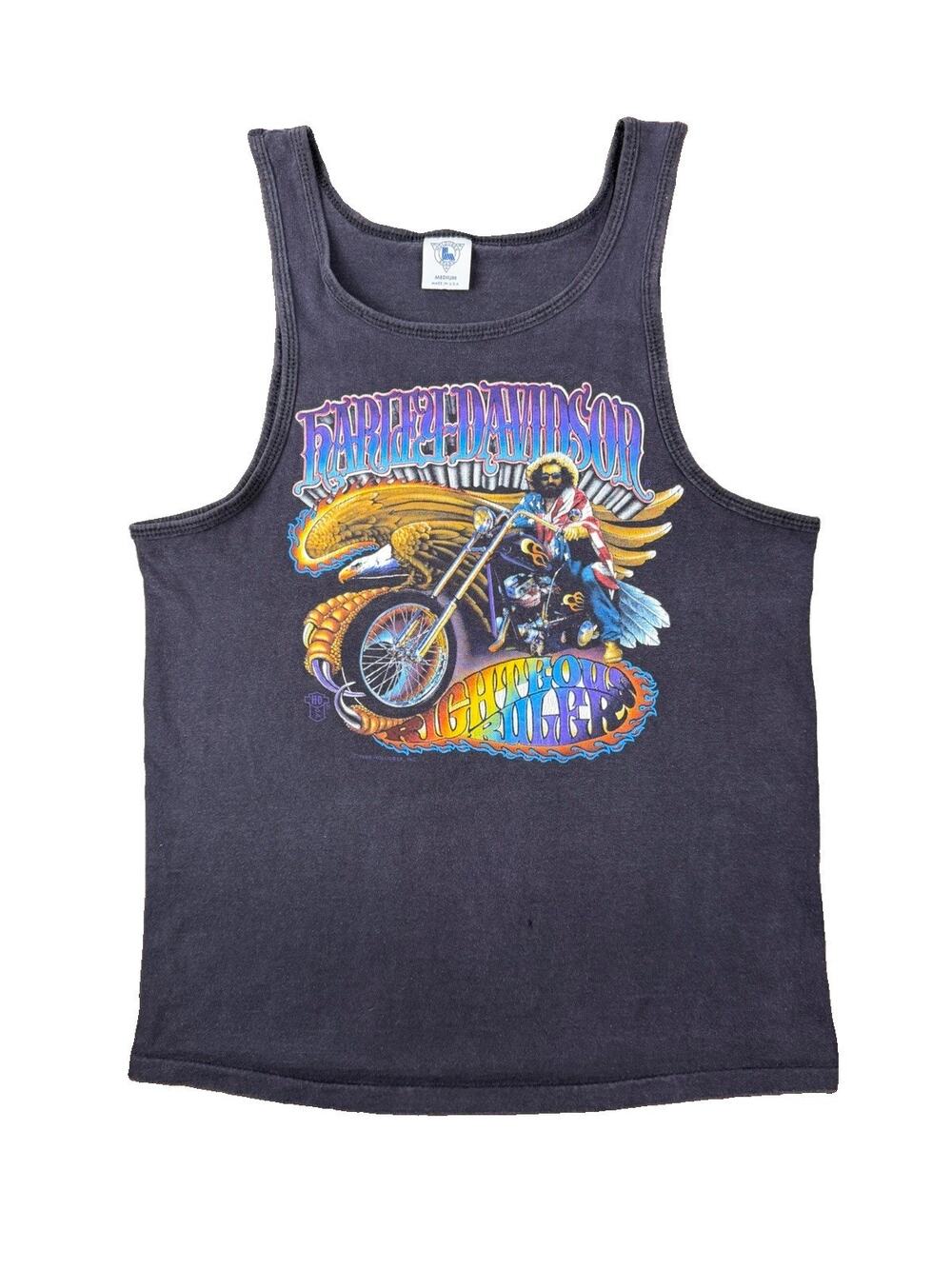 Vintage 1988 Harley Davidson Righteous Ruler Tank Top Cummins GA Back M 19x27